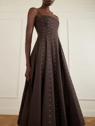 Staud Wylie Embellished Paneled Cotton-blend Poplin Midi Dress | Thumbnail 4 Staud Wylie Embellished Paneled Cotton-blend Poplin Midi Dress | Thumbnail 4