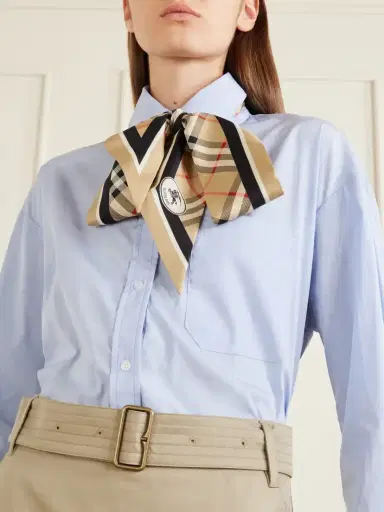 Burberry Checked Silk-twill Scarf | Thumbnail 2