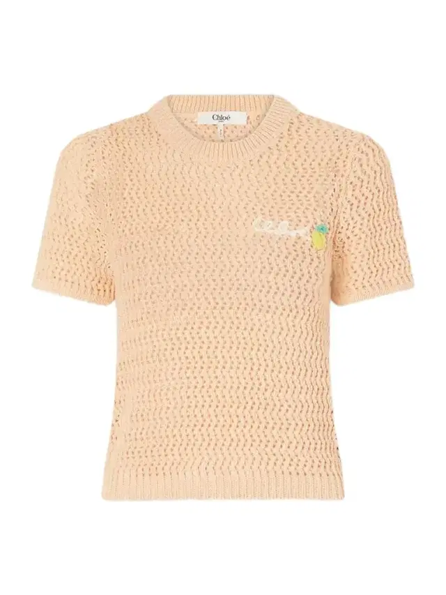 Chloé Logo-embroidered Crocheted Cotton T-shirt
