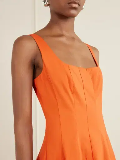 Staud Wells Pleated Cotton-blend Poplin Midi Dress | Thumbnail 4