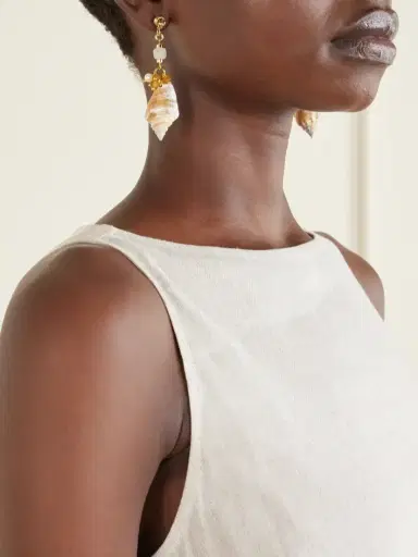 TOHUM Samsara Gold-plated And Seashell Beaded Earrings | Thumbnail 2 TOHUM Samsara Gold-plated And Seashell Beaded Earrings | Thumbnail 2