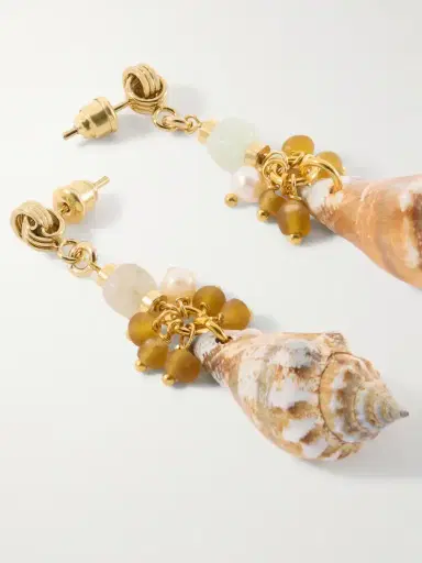 TOHUM Samsara Gold-plated And Seashell Beaded Earrings | Thumbnail 3 TOHUM Samsara Gold-plated And Seashell Beaded Earrings | Thumbnail 3