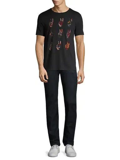 John Varvatos Star U.S.A. Men's Cotton Peace Sign Tee - Black - Size XXL | Thumbnail 2