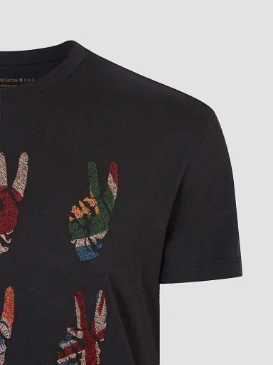 John Varvatos Star U.S.A. Men's Cotton Peace Sign Tee - Black - Size XXL | Thumbnail 5