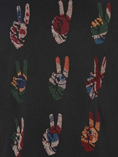 John Varvatos Star U.S.A. Men's Cotton Peace Sign Tee - Black - Size XXL | Thumbnail 7