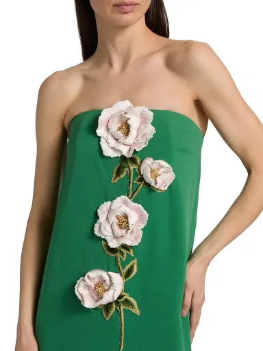 Lela Rose Women's 3D Peony-Embroidered Faille Gown | Thumbnail 6 Lela Rose Women's 3D Peony-Embroidered Faille Gown | Thumbnail 6