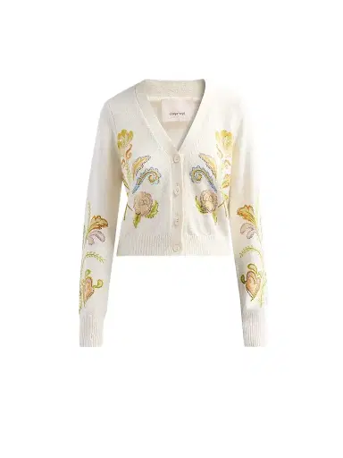 Cinq à Sept Women's Nikko Cotton Heirloom Cardigan - Starch - Size XL | Thumbnail 1