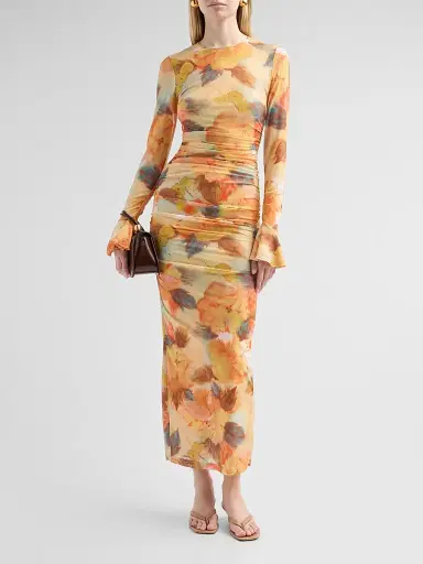 Cinq à Sept Women's Neriah Watercolor Floral Midi-Dress | Thumbnail 2 Cinq à Sept Women's Neriah Watercolor Floral Midi-Dress | Thumbnail 2