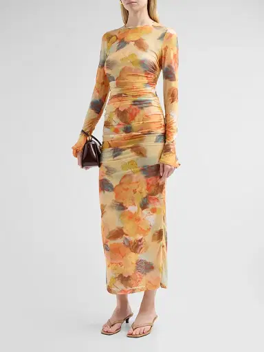 Cinq à Sept Women's Neriah Watercolor Floral Midi-Dress | Thumbnail 4 Cinq à Sept Women's Neriah Watercolor Floral Midi-Dress | Thumbnail 4