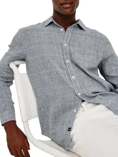 RAILS Men's Gracy Plaid Linen-Cotton Shirt - Navy White - Size XXL | Thumbnail 6 RAILS Men's Gracy Plaid Linen-Cotton Shirt - Navy White - Size XXL | Thumbnail 6