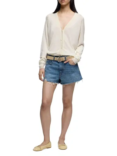 7 For All Mankind Women's June Frayed Hem Denim Shorts | Thumbnail 2