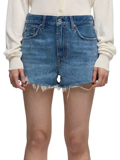 7 For All Mankind Women's June Frayed Hem Denim Shorts | Thumbnail 3