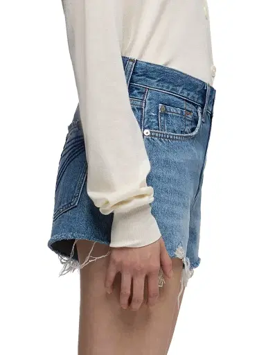7 For All Mankind Women's June Frayed Hem Denim Shorts | Thumbnail 4