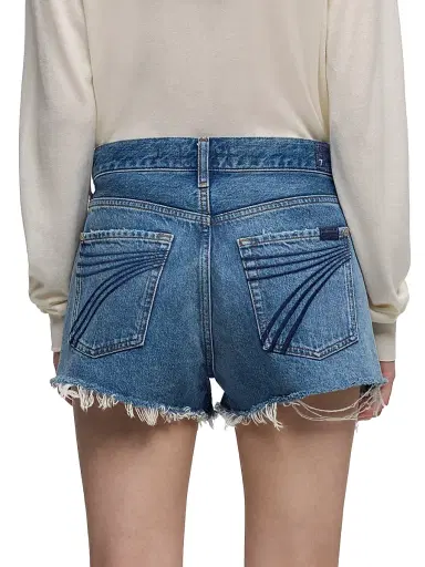 7 For All Mankind Women's June Frayed Hem Denim Shorts | Thumbnail 5