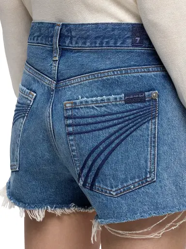 7 For All Mankind Women's June Frayed Hem Denim Shorts | Thumbnail 6
