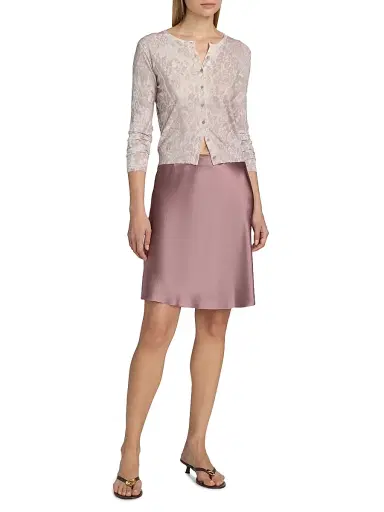 Vince Women's Floral Cotton-Blend Cardigan - Mauve Lilac Lace - Size XXS | Thumbnail 2