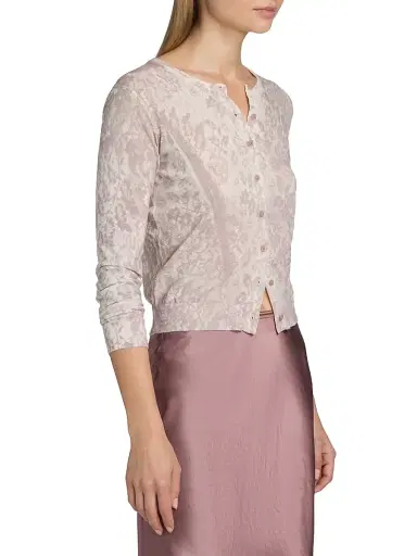 Vince Women's Floral Cotton-Blend Cardigan - Mauve Lilac Lace - Size XXS | Thumbnail 4