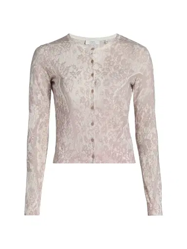 Vince Women's Floral Cotton-Blend Cardigan - Mauve Lilac Lace - Size XXS | Thumbnail 1