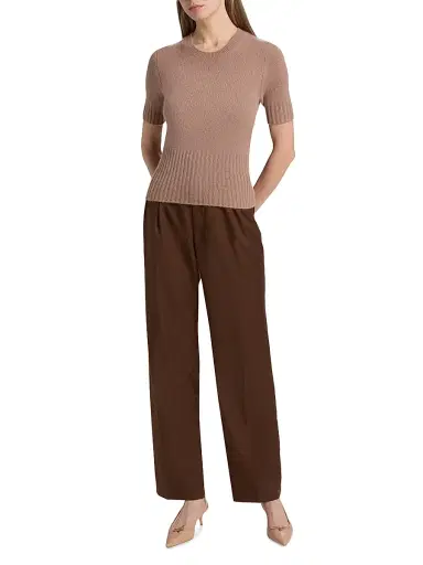 Vince Women's Wool-Cashmere Short-Sleeve Sweater - Toffee - Size XXS | Thumbnail 2 Vince Women's Wool-Cashmere Short-Sleeve Sweater - Toffee - Size XXS | Thumbnail 2
