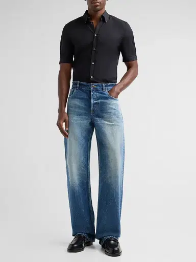 Alexander McQueen Men's Five-Pocket Relaxed-Fit Jeans - Blue Washed - Size 38 | Thumbnail 2 Alexander McQueen Men's Five-Pocket Relaxed-Fit Jeans - Blue Washed - Size 38 | Thumbnail 2