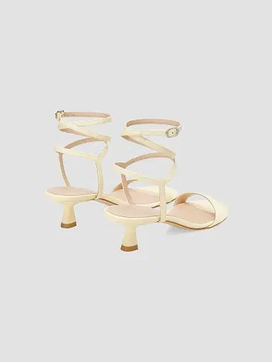 Stuart Weitzman Women's Nudist Wrap 50MM Leather Sandals - Lemon Chiffon | Thumbnail 3 Stuart Weitzman Women's Nudist Wrap 50MM Leather Sandals - Lemon Chiffon | Thumbnail 3