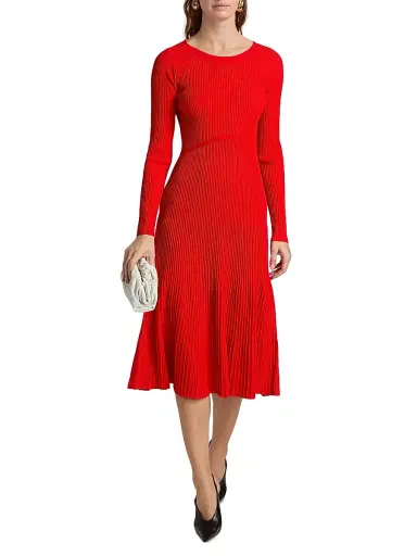 Elie Tahari Women's The Delaney Ribbed Midi-Dress - Red Bliss - Size XS | Thumbnail 2 Elie Tahari Women's The Delaney Ribbed Midi-Dress - Red Bliss - Size XS | Thumbnail 2