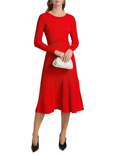 Elie Tahari Women's The Delaney Ribbed Midi-Dress - Red Bliss - Size XS | Thumbnail 3 Elie Tahari Women's The Delaney Ribbed Midi-Dress - Red Bliss - Size XS | Thumbnail 3