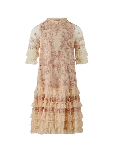 Mac Duggal Little Girl's & Girl's Embroidered Ruffle-Trimmed Dress - Porcelain - Size 14 | Thumbnail 1 Mac Duggal Little Girl's & Girl's Embroidered Ruffle-Trimmed Dress - Porcelain - Size 14 | Thumbnail 1