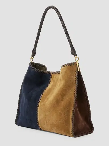 Veronica Beard Women's Vida Colorblocked Suede Shoulder Bag | Thumbnail 4