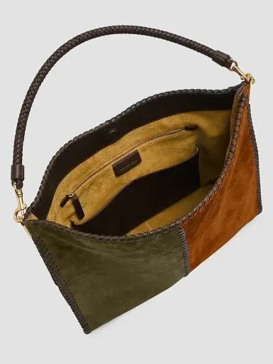 Veronica Beard Women's Vida Colorblocked Suede Shoulder Bag | Thumbnail 5