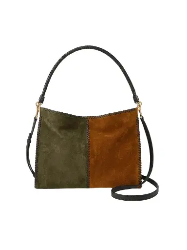 Veronica Beard Women's Vida Colorblocked Suede Shoulder Bag | Thumbnail 1