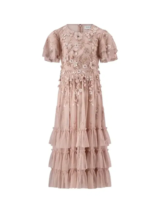 Mac Duggal Little Girl's & Girl's Mesh Embellished Tiered Dress - Blush