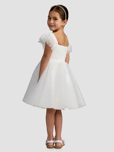 Mac Duggal Little Girl's & Girl's Tulle A-Line Dress - White - Size 14 | Thumbnail 3 Mac Duggal Little Girl's & Girl's Tulle A-Line Dress - White - Size 14 | Thumbnail 3