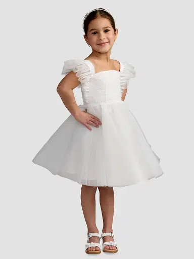 Mac Duggal Little Girl's & Girl's Tulle A-Line Dress - White - Size 14 | Thumbnail 4 Mac Duggal Little Girl's & Girl's Tulle A-Line Dress - White - Size 14 | Thumbnail 4