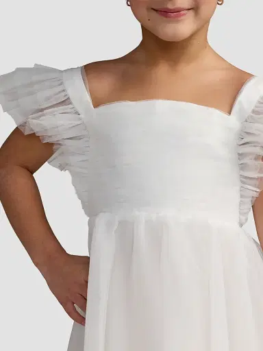 Mac Duggal Little Girl's & Girl's Tulle A-Line Dress - White - Size 14 | Thumbnail 5 Mac Duggal Little Girl's & Girl's Tulle A-Line Dress - White - Size 14 | Thumbnail 5
