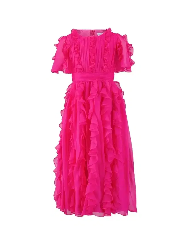 Little Girl's & Girl's Ruffled Chiffon Dress - Fuchsia