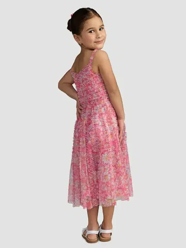 Mac Duggal Little Girl's & Girl's Floral Print Ruffled Dress - Pink Multi - Size 14 | Thumbnail 3