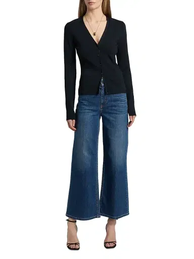 Ramy Brook Women's Astra Pointelle-Knit Cardigan - Black - Size XL | Thumbnail 2