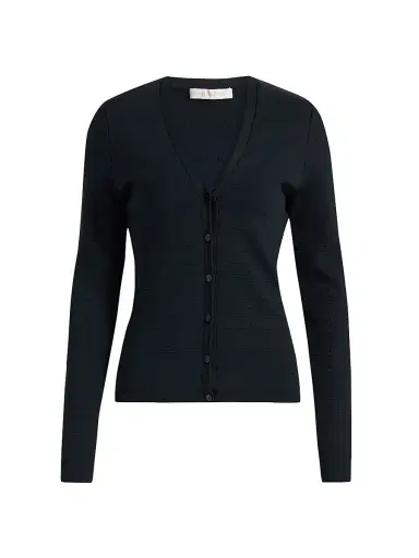 Ramy Brook Women's Astra Pointelle-Knit Cardigan - Black - Size XL | Thumbnail 1