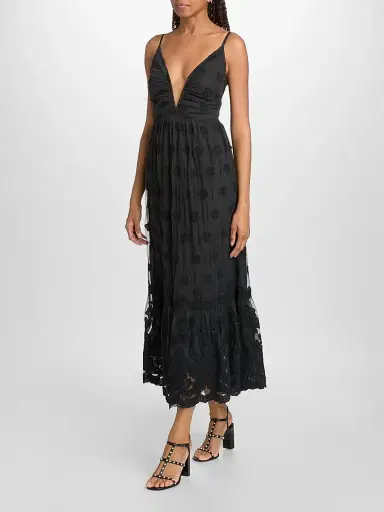 Ramy Brook Women's Imogen Embroidered Midi Dress - Black Embroidery - Size XL | Thumbnail 2
