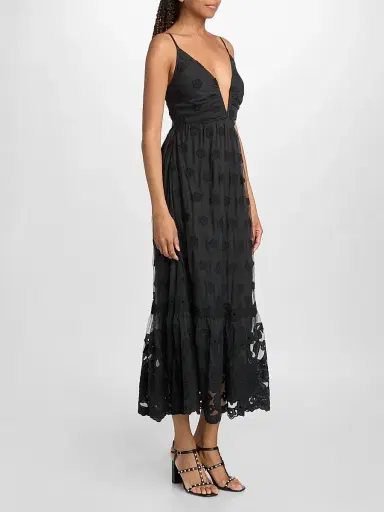 Ramy Brook Women's Imogen Embroidered Midi Dress - Black Embroidery - Size XL | Thumbnail 4