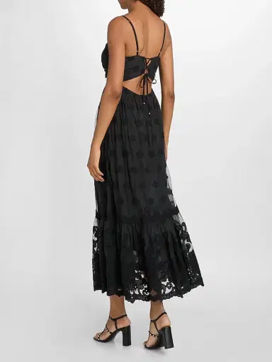 Ramy Brook Women's Imogen Embroidered Midi Dress - Black Embroidery - Size XL | Thumbnail 5