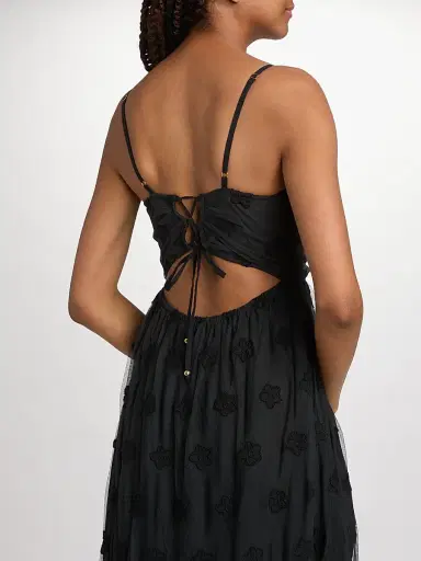 Ramy Brook Women's Imogen Embroidered Midi Dress - Black Embroidery - Size XL | Thumbnail 6