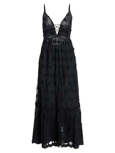 Ramy Brook Women's Imogen Embroidered Midi Dress - Black Embroidery - Size XL | Thumbnail 1