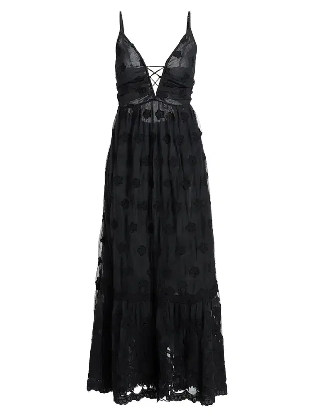 Women's Imogen Embroidered Midi Dress - Black Embroidery