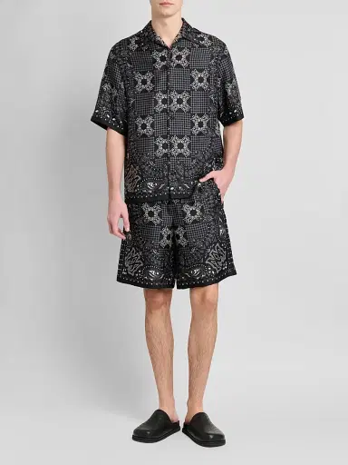 AMIRI Men's Printed Silk Drawstring Shorts - Black - Size XS | Thumbnail 2