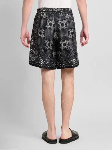 AMIRI Men's Printed Silk Drawstring Shorts - Black - Size XS | Thumbnail 3