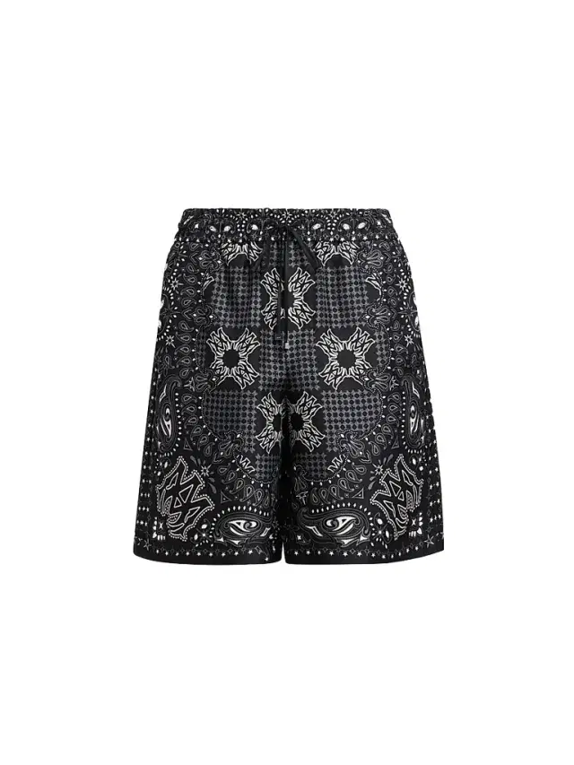 Amiri Men's Printed Silk Drawstring Shorts - Black