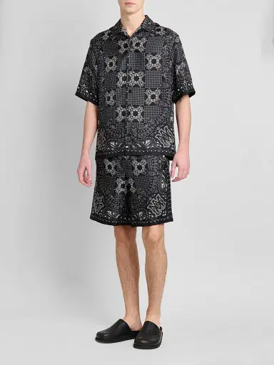 AMIRI Men's Printed Logo Monogram Silk Shirt - Black - Size XS | Thumbnail 2 AMIRI Men's Printed Logo Monogram Silk Shirt - Black - Size XS | Thumbnail 2