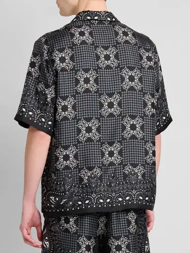 AMIRI Men's Printed Logo Monogram Silk Shirt - Black - Size XS | Thumbnail 3 AMIRI Men's Printed Logo Monogram Silk Shirt - Black - Size XS | Thumbnail 3